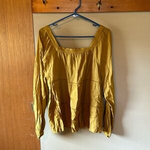 Square neck blouse (mustard colored)